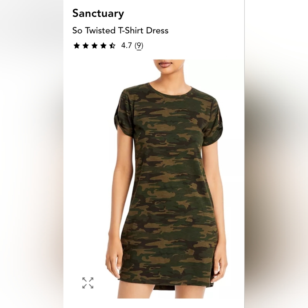 SANCTUARY Camouflage Green Brown Tan Short Sleeve T-Shirt Dress Size XS